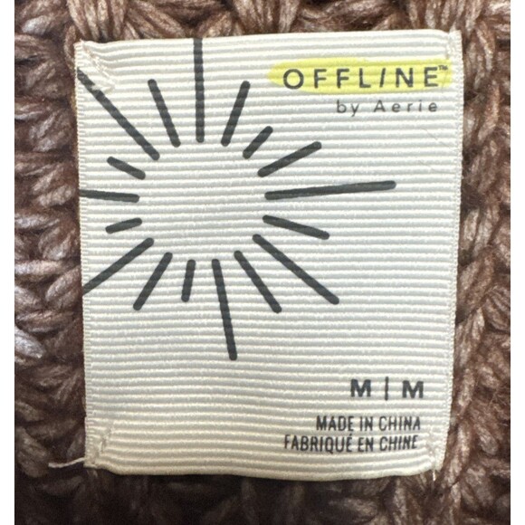 Offline By Aerie Chunky Knit Sweater Women’s Brown Red Striped Size Medium - Picture 4 of 9